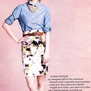 J.Crew sz 0 watercolor print pencil skirt NWOT